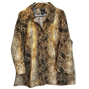 Lane Bryant Snake Print Blouse - Brown and Gold